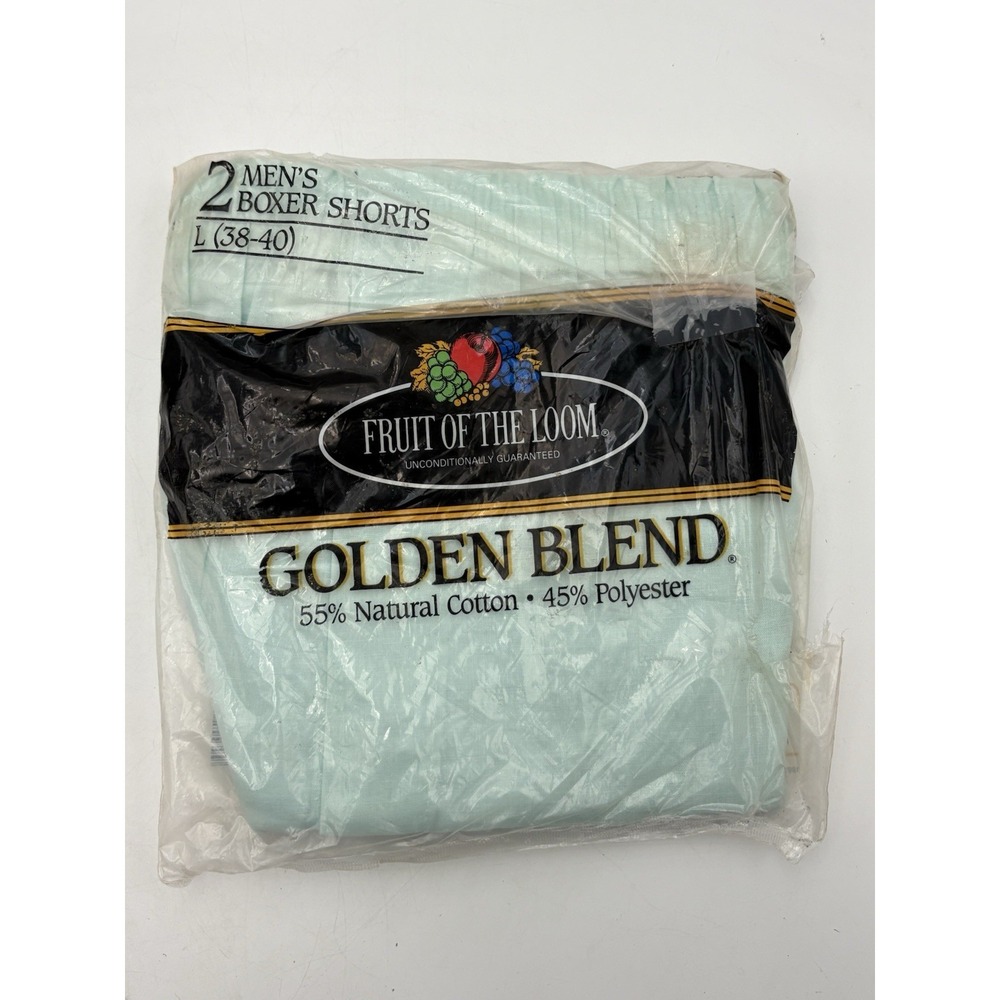 1996 Vintage Fruit of the‎ Loom Golden Blend Boxers Green NOS Men's Large 2 Pack